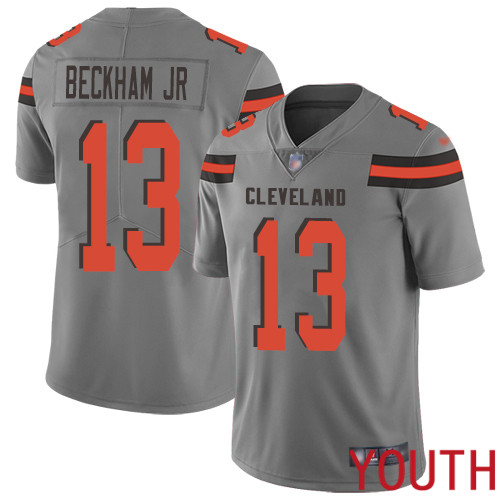 Cleveland Browns Odell Beckham Jr Youth Gray Limited Jersey #13 NFL Football Inverted Legend->youth nfl jersey->Youth Jersey
